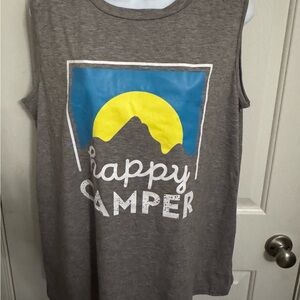 Gray Happy Camper Kids Tank Top